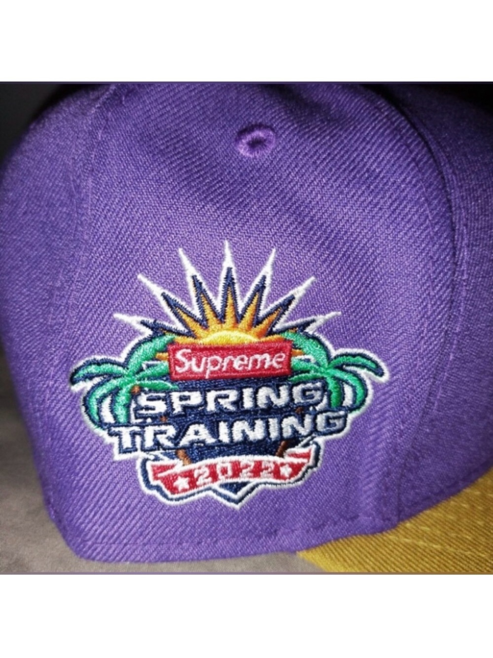 Supreme Hat Purple + Gold New Era Two-Tone Box Logo Fitted Cap SS22 NWT 7 1/4 - Picture 5 of 14